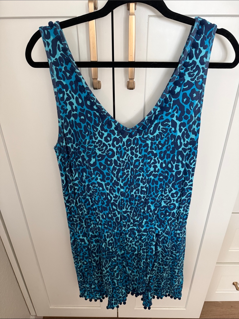 Lilly Pulitzer Teal & Navy Trim Animal-Print Skirted Romper